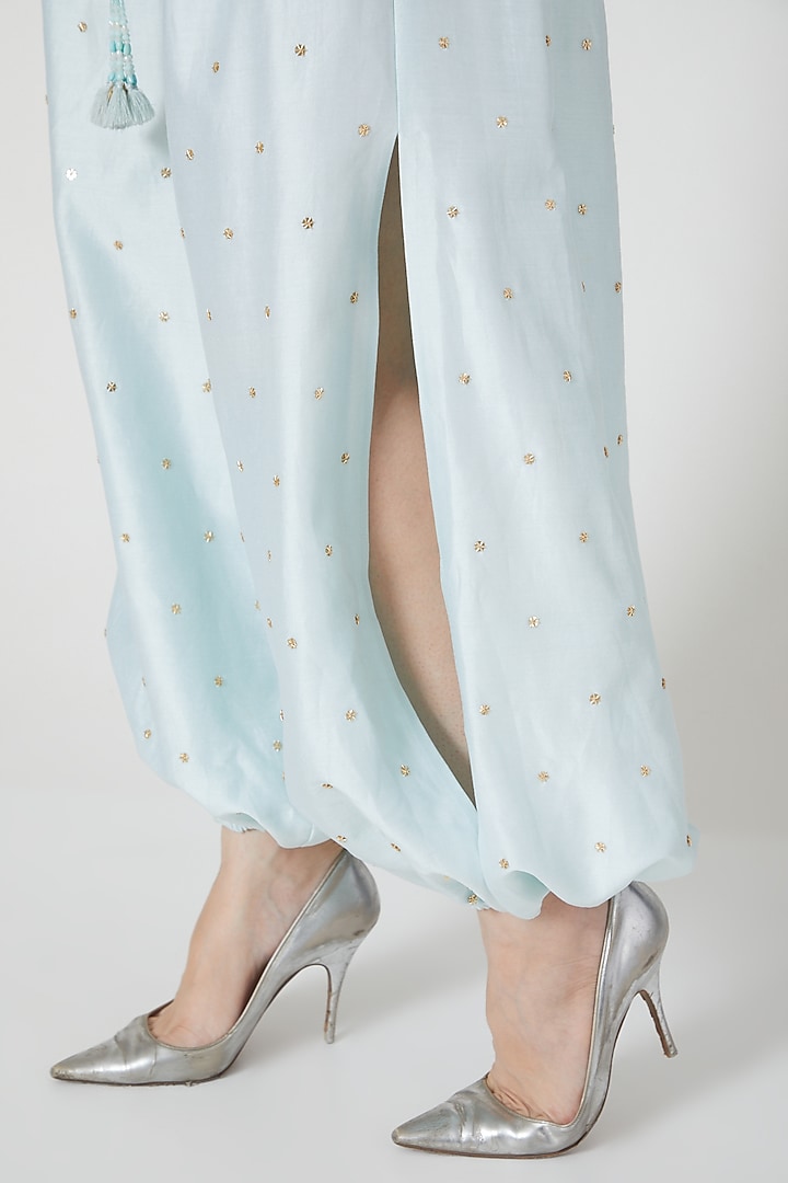 Sky Blue Hand Embroidered Pant Set by Shivangi Jain at Pernia's Pop Up Shop