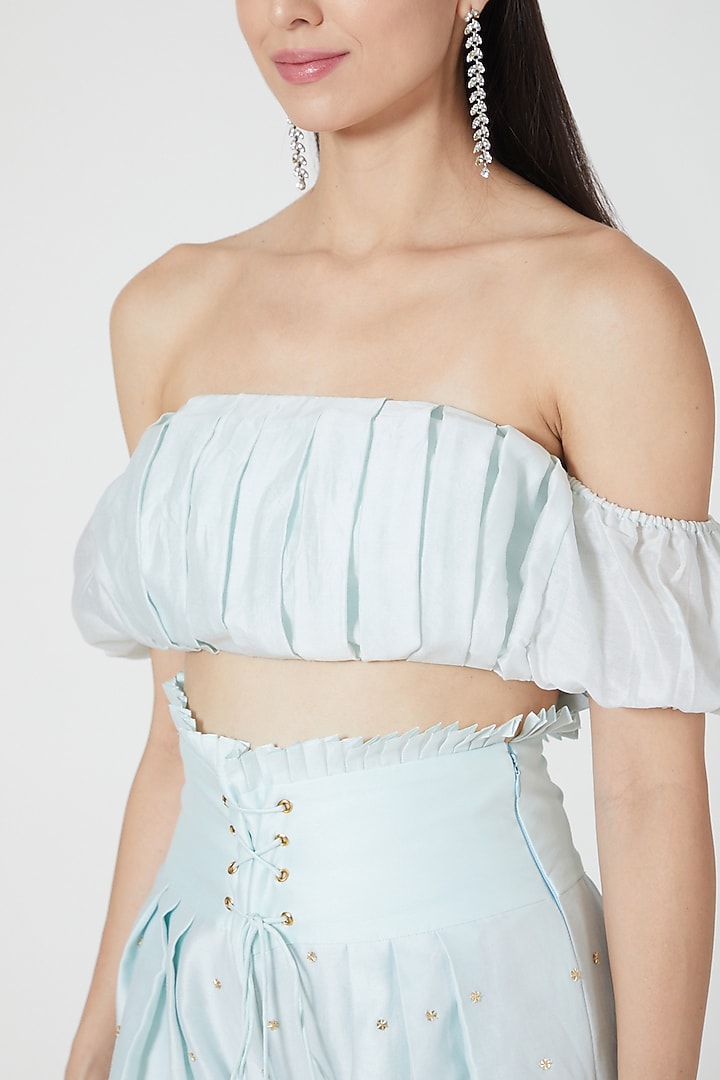 Sky Blue Hand Embroidered Pant Set by Shivangi Jain at Pernia's Pop Up Shop