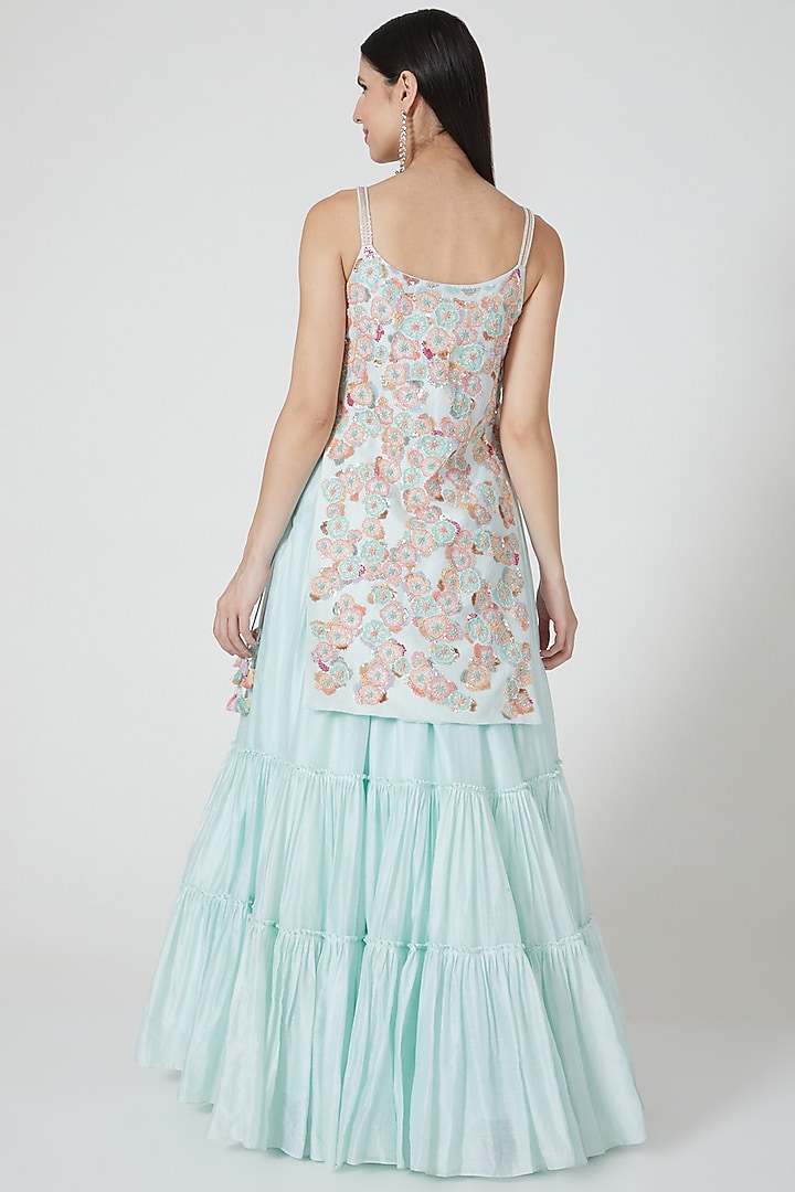 Sky Blue Embroidered Wedding Lehenga Set by Shivangi Jain at Pernia's Pop Up Shop