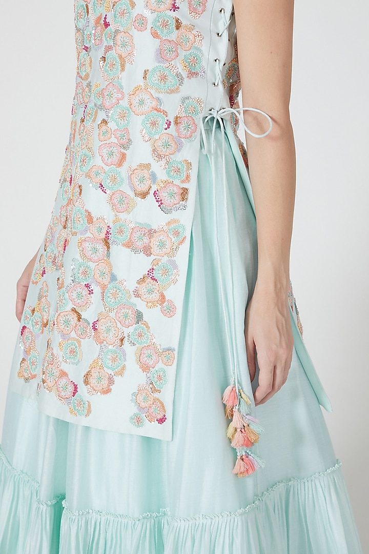 Sky Blue Embroidered Wedding Lehenga Set by Shivangi Jain at Pernia's Pop Up Shop