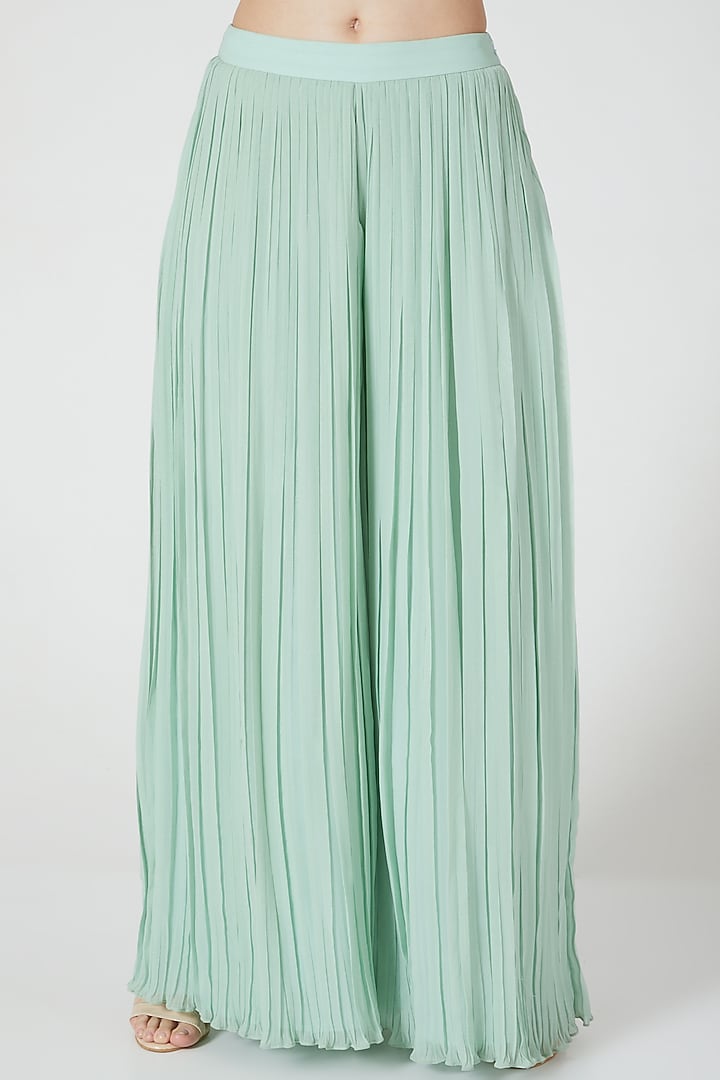 Mint Green Embroidered Jacket Set by Shivangi Jain at Pernia's Pop Up Shop