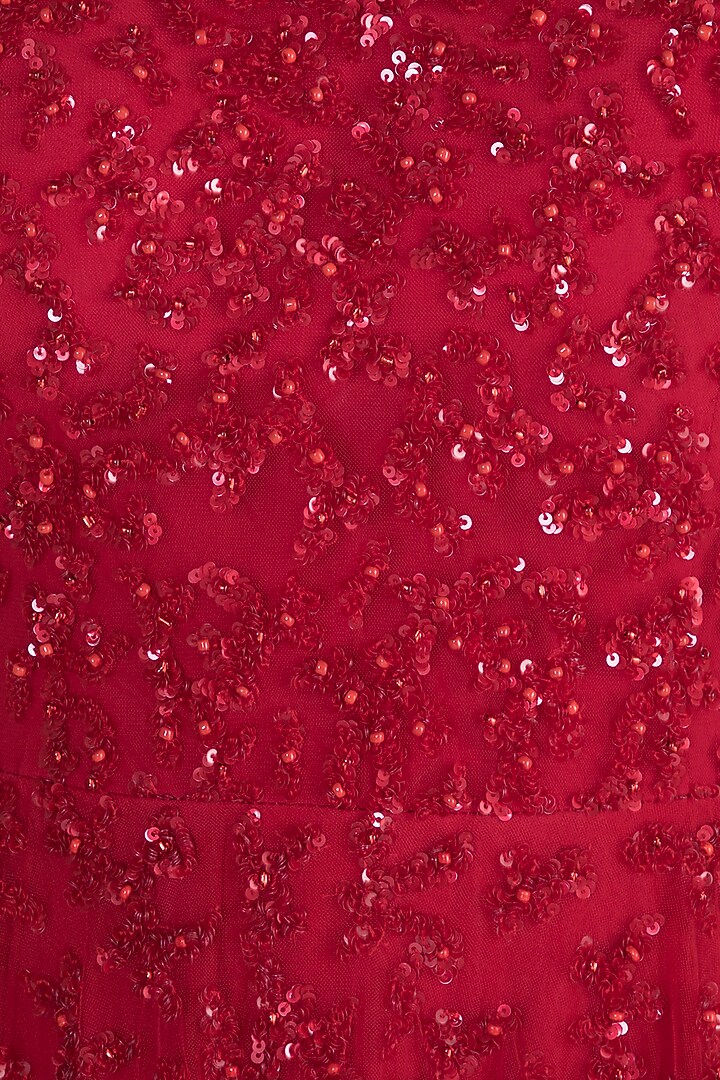 Red Hand Embroidered Gown by Shivangi Jain at Pernia's Pop Up Shop