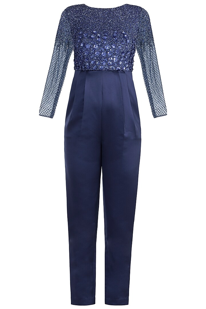 Blue Embroidered Jumpsuit by Shivangi Jain