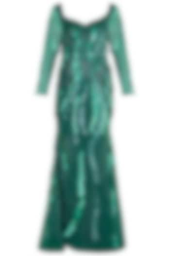 Emerald Green Hand Embroidered Gown by Shivangi Jain