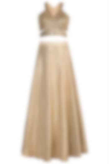 Golden Hand Embroidered Wedding Lehenga Set by Shivangi Jain at Pernia's Pop Up Shop