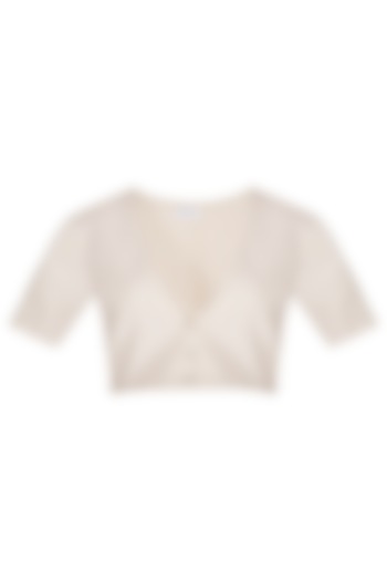 Ivory Embroidered & Printed Cropped Jacket by Shiori