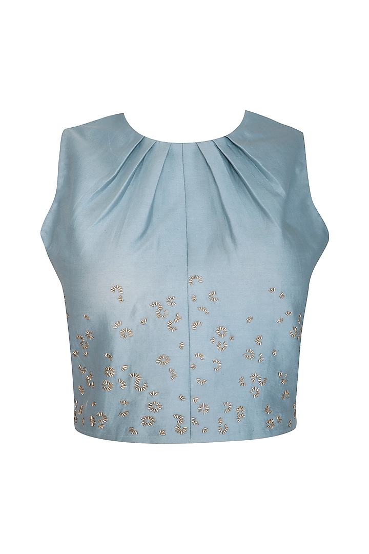 Powder Blue Embroidered Top by Shiori