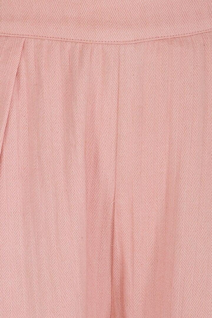 Peach Pleated Wide Leg Pants by Shiori at Pernia's Pop Up Shop