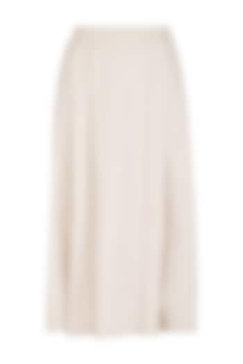 Ivory Pleated Slit Skirt by Shiori