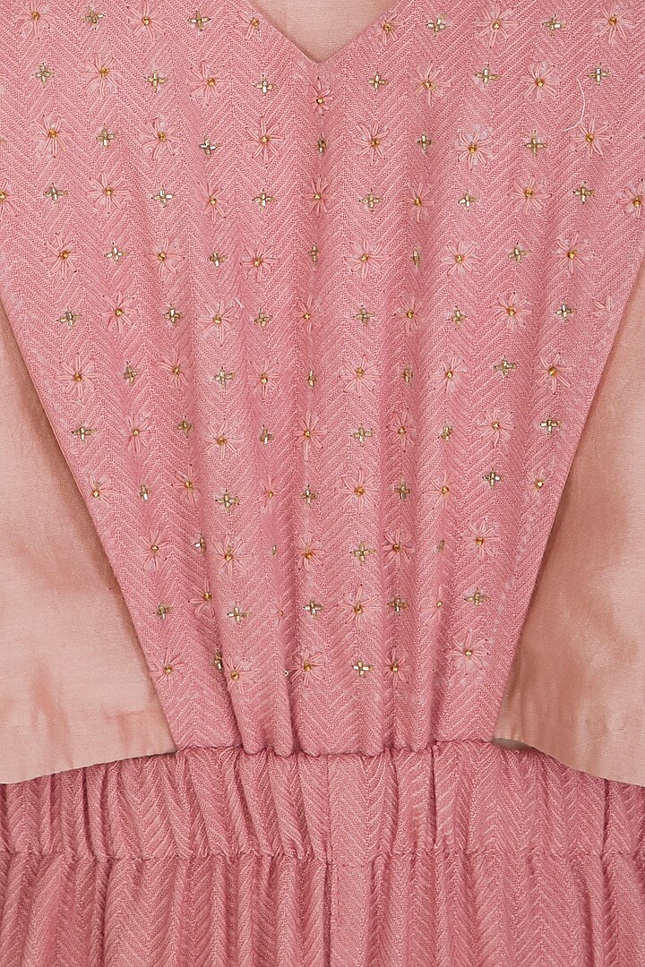Coral Embroidered Textured Jumpsuit by Shiori at Pernia's Pop Up Shop