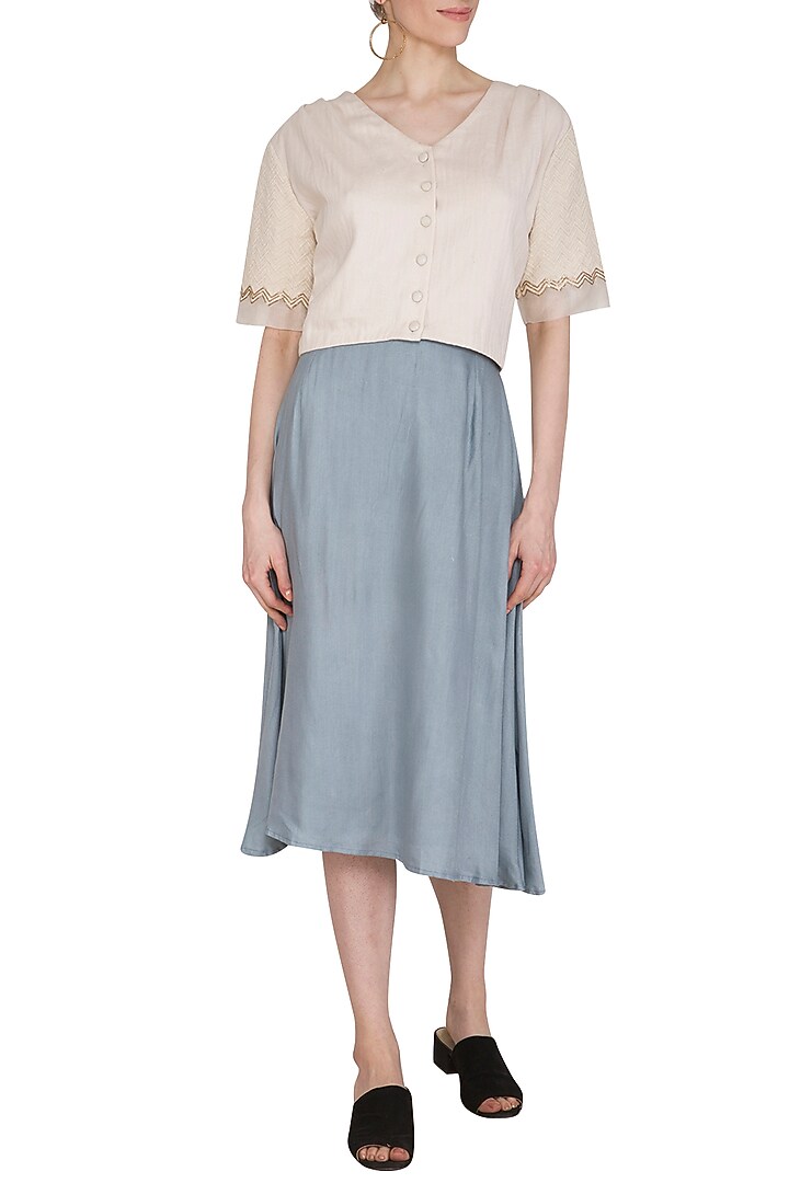 Powder Blue Midi Skirt by Shiori at Pernia's Pop Up Shop