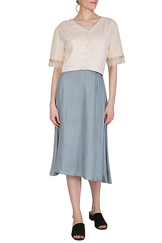 Powder Blue Midi Skirt by Shiori