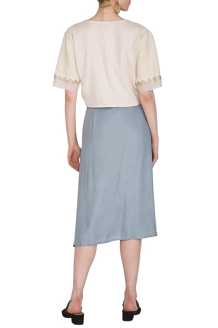 Powder Blue Midi Skirt by Shiori at Pernia's Pop Up Shop