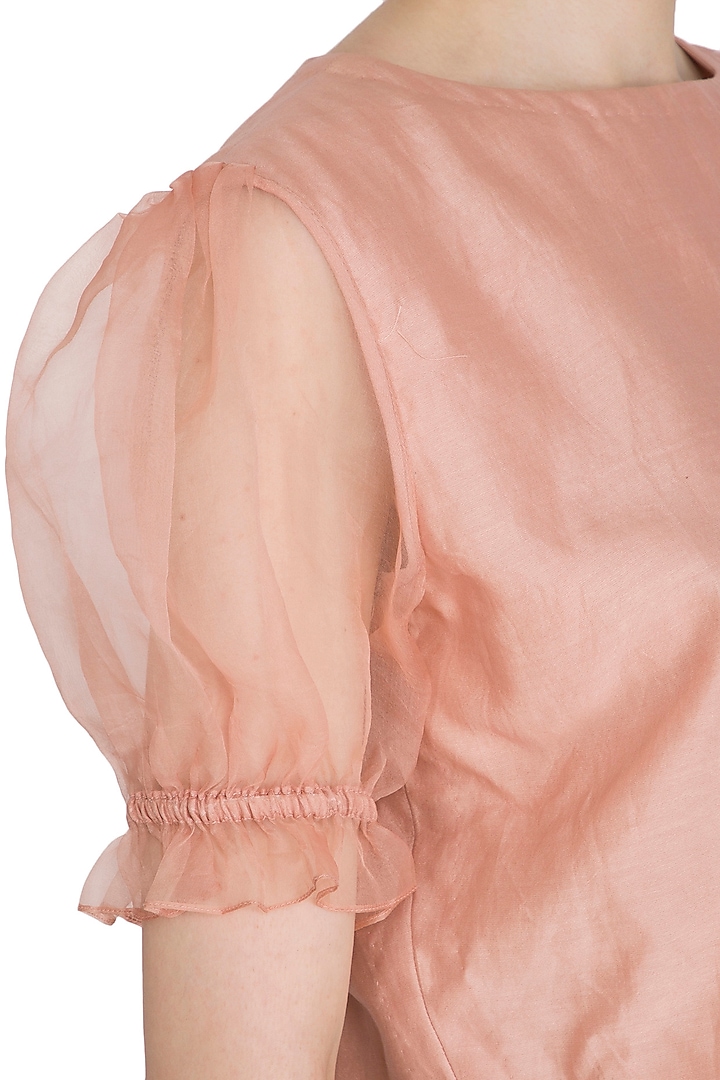 Peach Chanderi Crop Top by Shiori at Pernia's Pop Up Shop