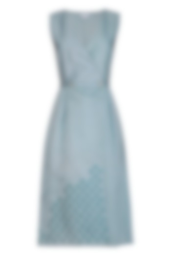 Powder Blue Embroidered Wrap Dress by Shiori