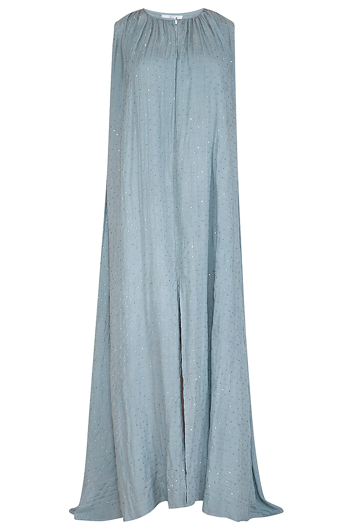 Powder Blue Shimmery Dress With Inner by Shiori
