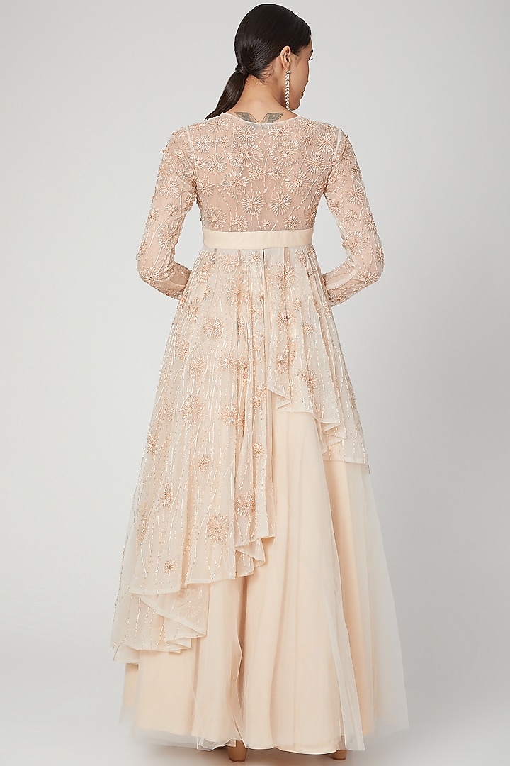 Nude Embroidered Jacket With Wedding Lehenga by Shivangi Jain at Pernia's Pop Up Shop