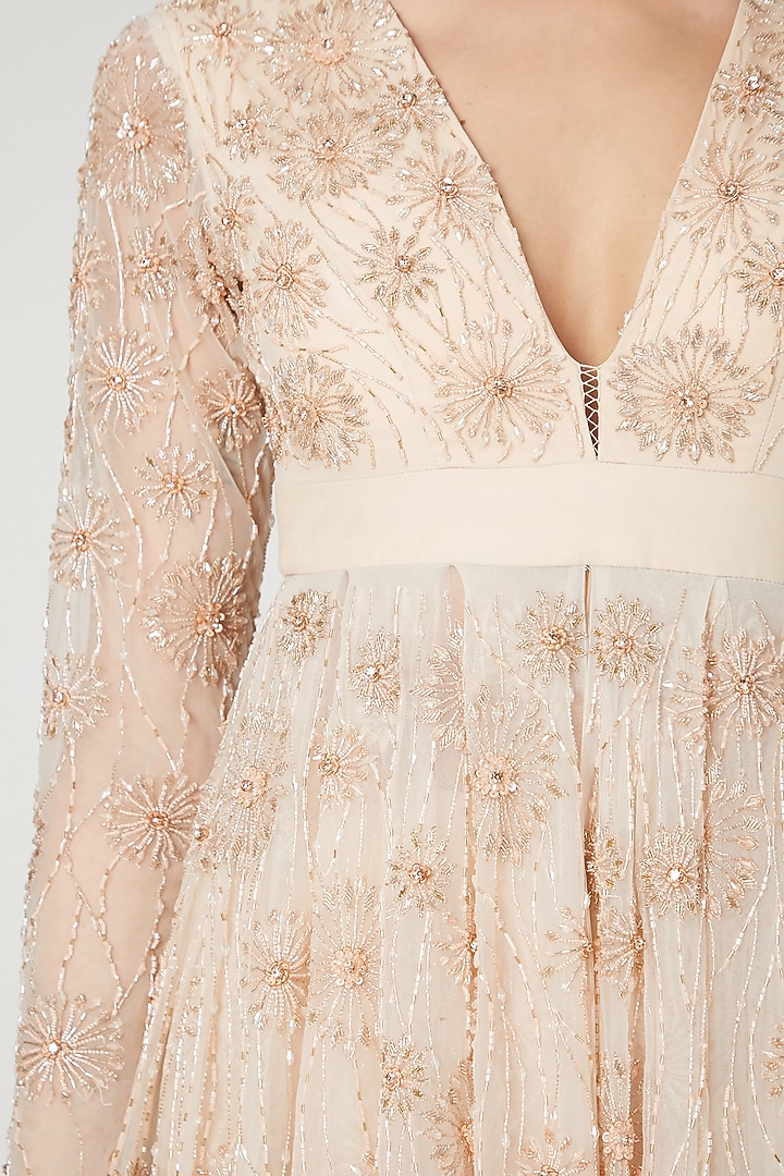 Nude Embroidered Jacket With Wedding Lehenga by Shivangi Jain at Pernia's Pop Up Shop