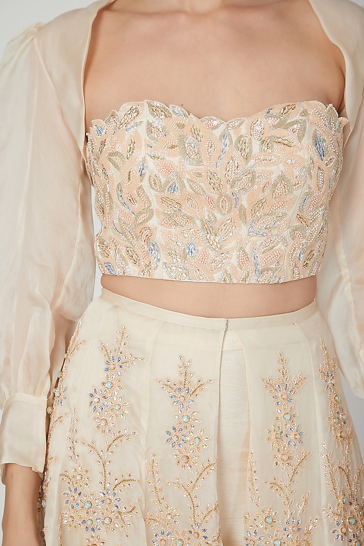 Nude Embroidered Bridal Lehenga Set by Shivangi Jain at Pernia's Pop Up Shop