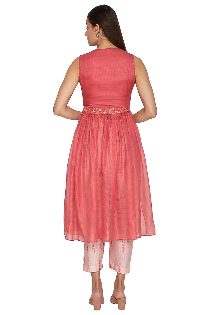 Peach Shibori Printed Tapered Pants by Shiori at Pernia's Pop Up Shop