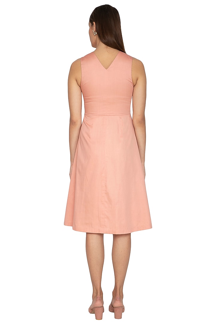 Peach Zardosi Embroidered Summer Dress by Shiori at Pernia's Pop Up Shop