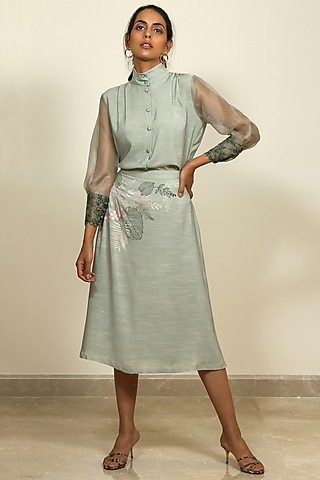 Sage Green Cotton Blouse by Shiori