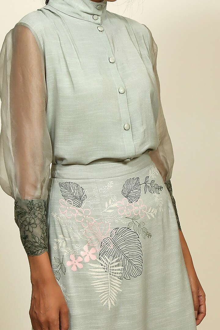 Sage Green Cotton Blouse by Shiori at Pernia's Pop Up Shop