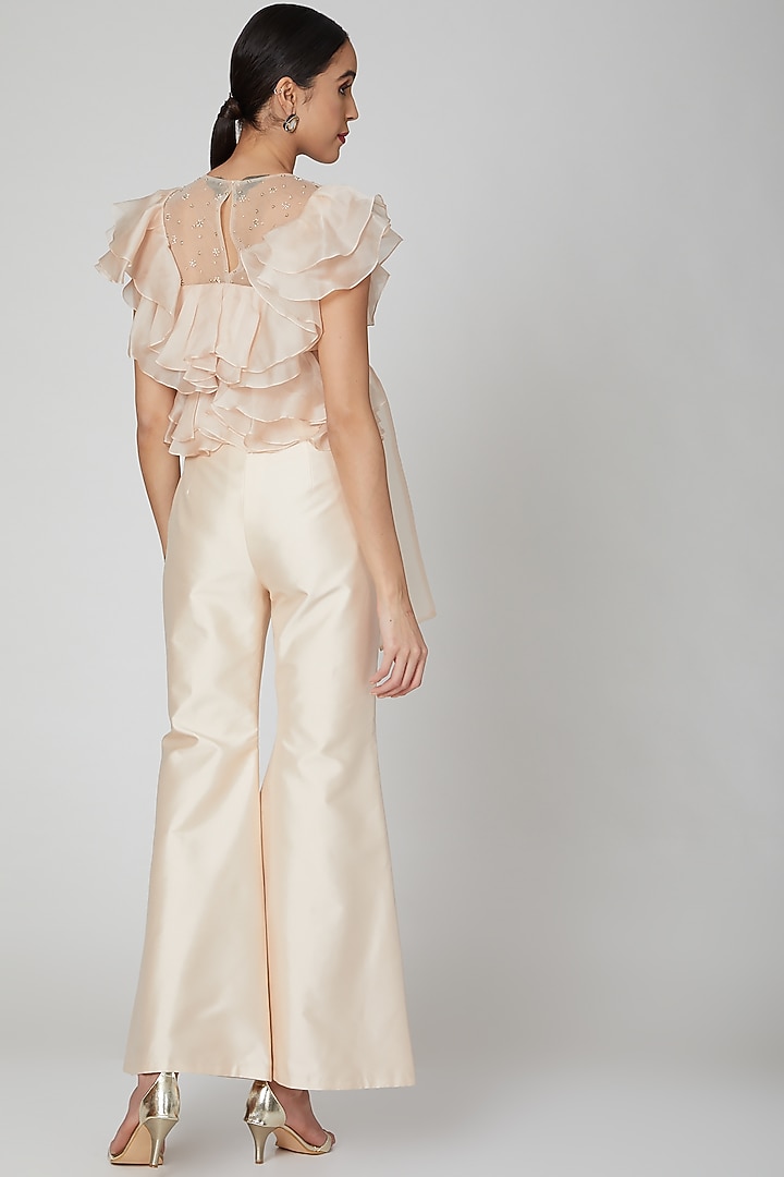 Cream Embroidered Flared Pants Set by Shivangi Jain at Pernia's Pop Up Shop
