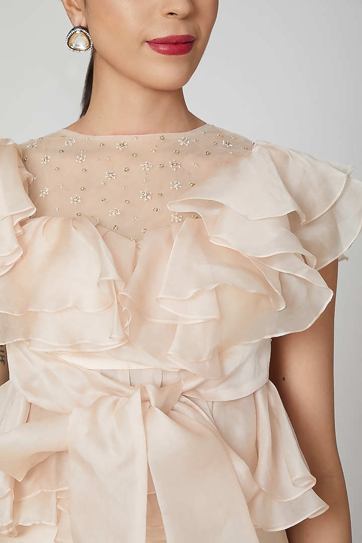 Cream Embroidered Flared Pants Set by Shivangi Jain at Pernia's Pop Up Shop