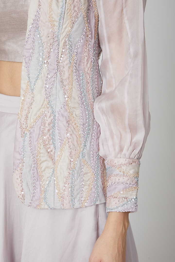 Lilac Embroidered Jacket Wedding Lehenga Set by Shivangi Jain at Pernia's Pop Up Shop