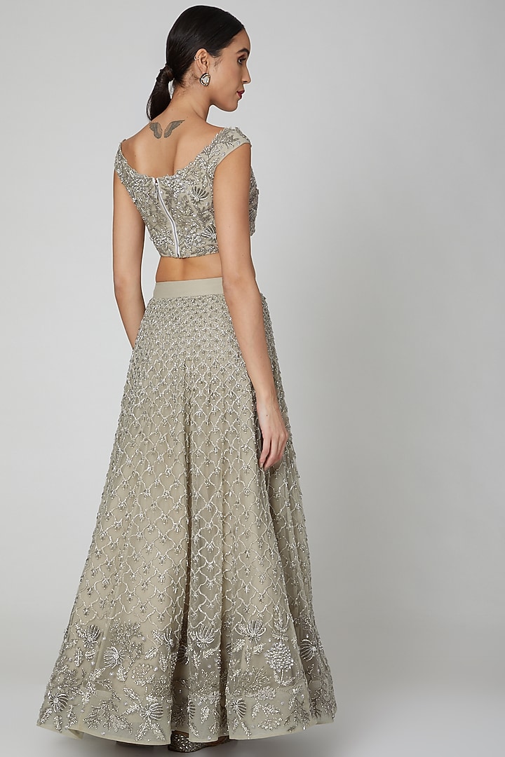 Grey Scallop Embroidered Bridal Lehenga Set by Shivangi Jain at Pernia's Pop Up Shop