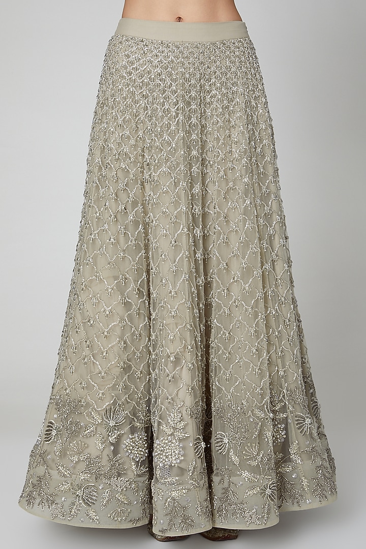 Grey Scallop Embroidered Bridal Lehenga Set by Shivangi Jain at Pernia's Pop Up Shop