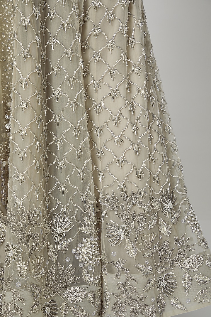 Grey Scallop Embroidered Bridal Lehenga Set by Shivangi Jain at Pernia's Pop Up Shop