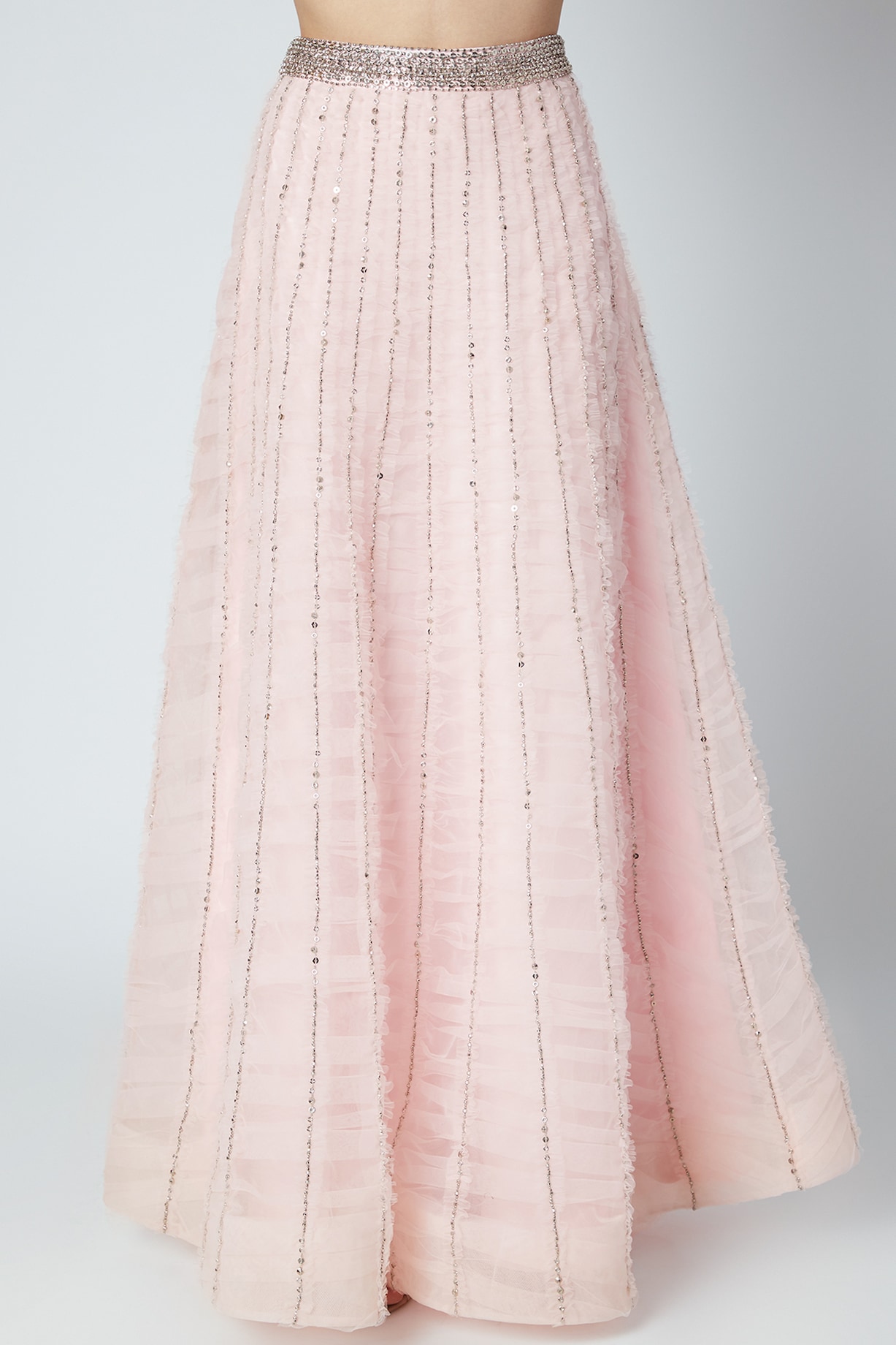 Blush Pink Embroidered Lehenga With Ruffled Blouse Design by Shivangi Jain  at Pernia's Pop Up Shop 2024