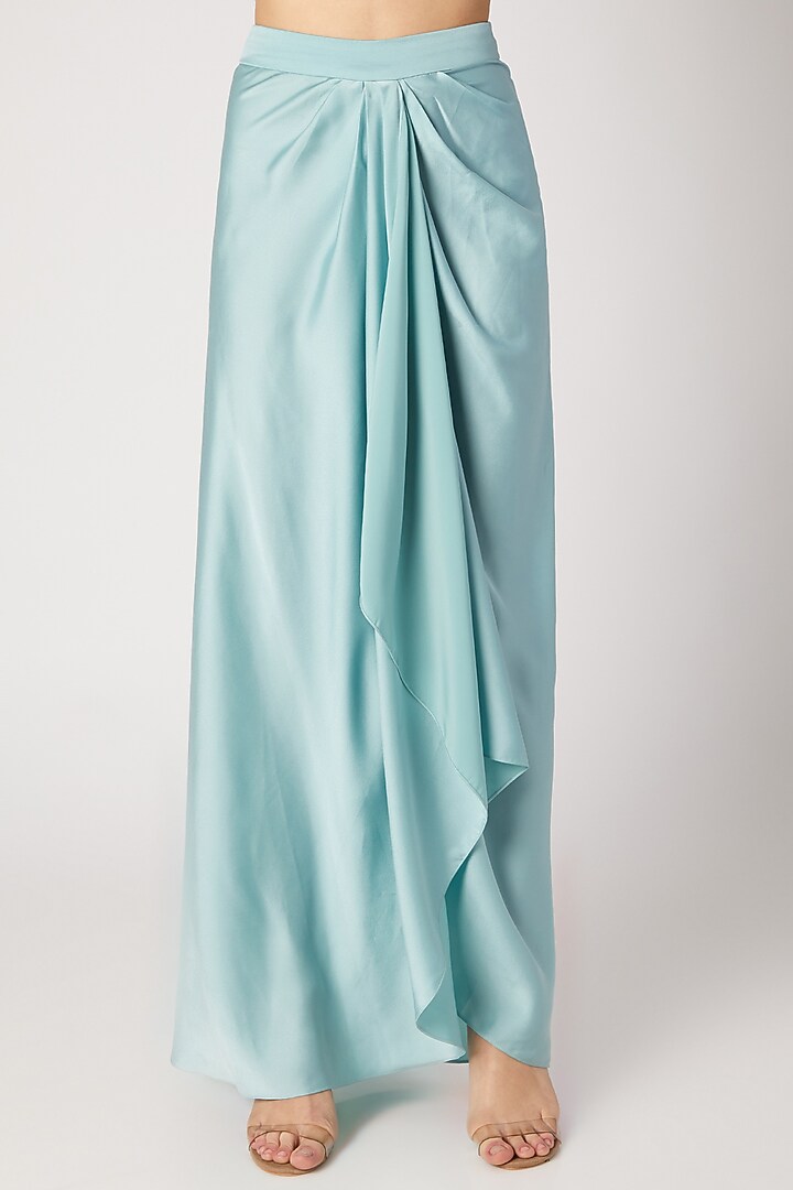 Teal Green Embroidered Drape Dhoti With Blouse & Shrug by Shivangi Jain at Pernia's Pop Up Shop