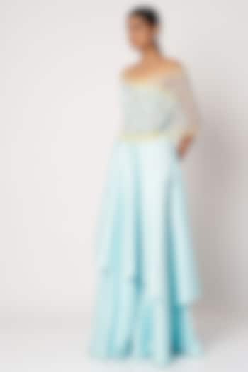 Sky Blue Dress With Cape by Shivangi Jain