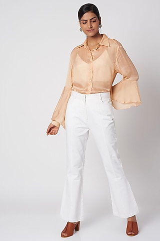 Peach Full Sleeves Top by Shivangi Jain