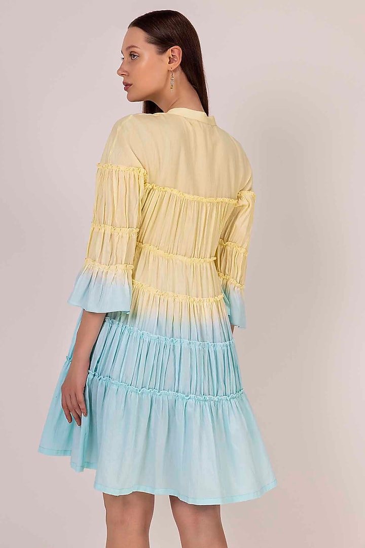open lace back dress Pastel Finesse Ballroom Practice Dress | Yellow/Purple/Blue main image 1