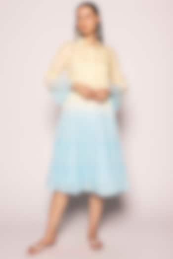 Patel Yellow & Pastel Blue Organic Tie-Dye Dress by SHIMONA