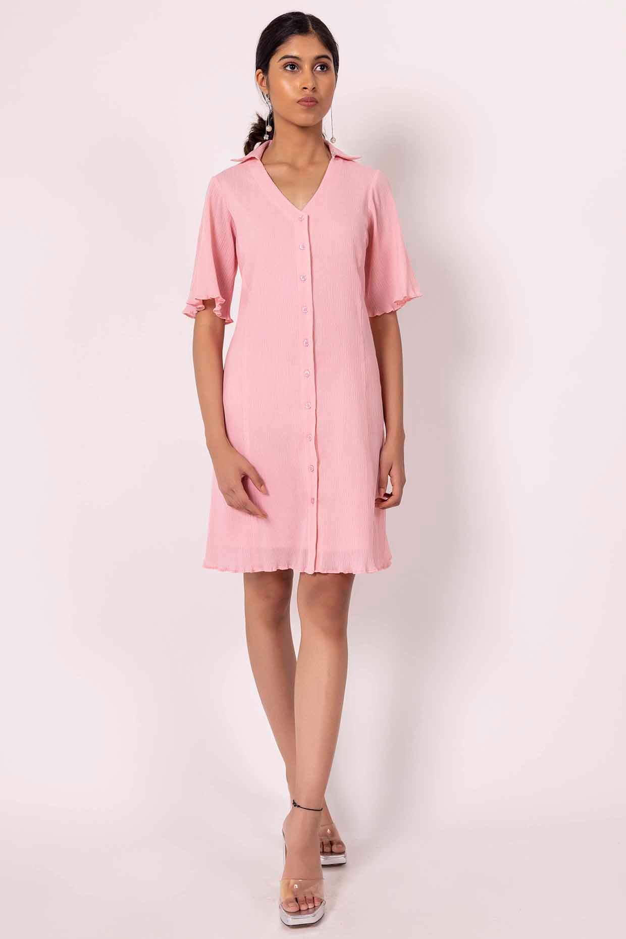 Pink seersucker outlet dress