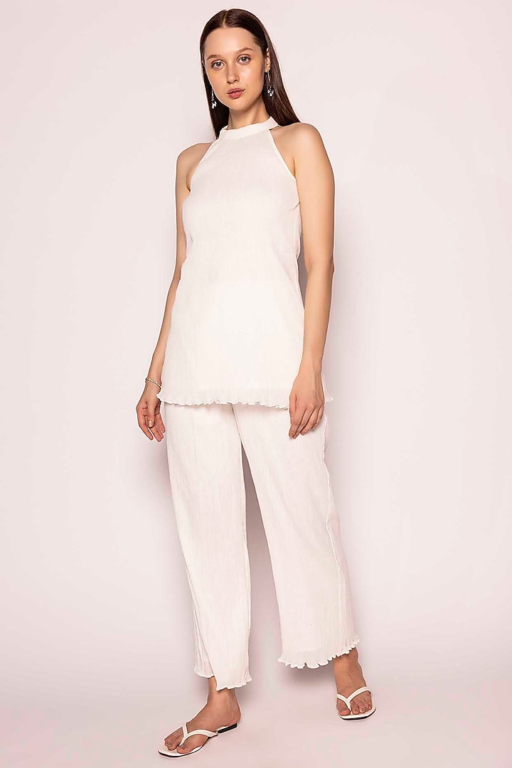 Off-White Seersucker Co-Ord Set by SHIMONA at Pernia's Pop Up Shop