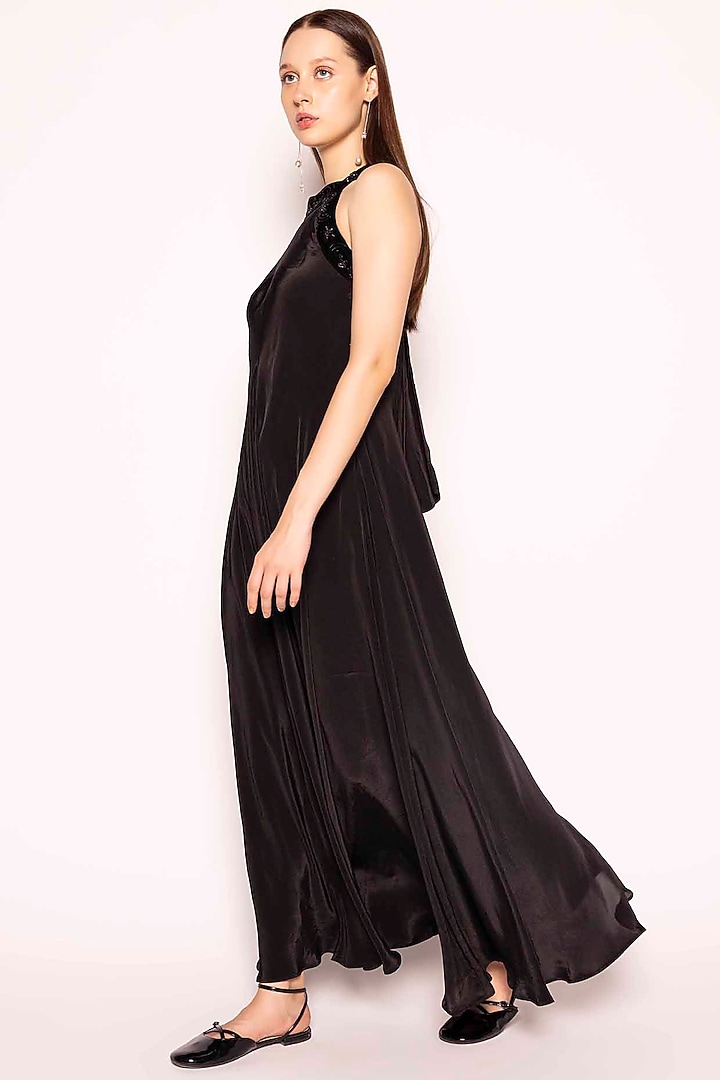 Black Silk Crepe Summer Dress by SHIMONA at Pernia's Pop Up Shop