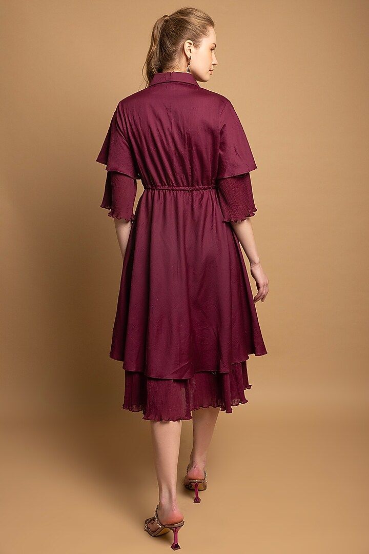 Purple Cotton Satin Layered Summer Dress by SHIMONA at Pernia's Pop Up Shop
