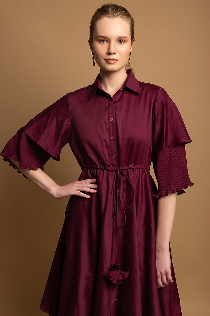 Purple Cotton Satin Layered Summer Dress by SHIMONA at Pernia's Pop Up Shop