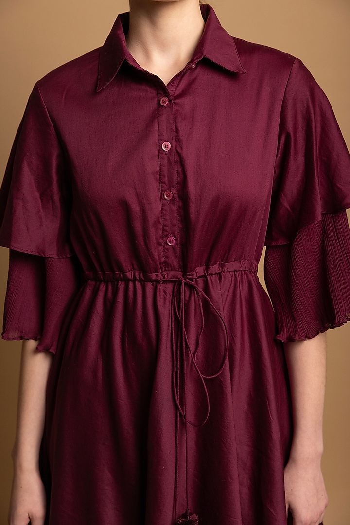 Purple Cotton Satin Layered Summer Dress by SHIMONA at Pernia's Pop Up Shop