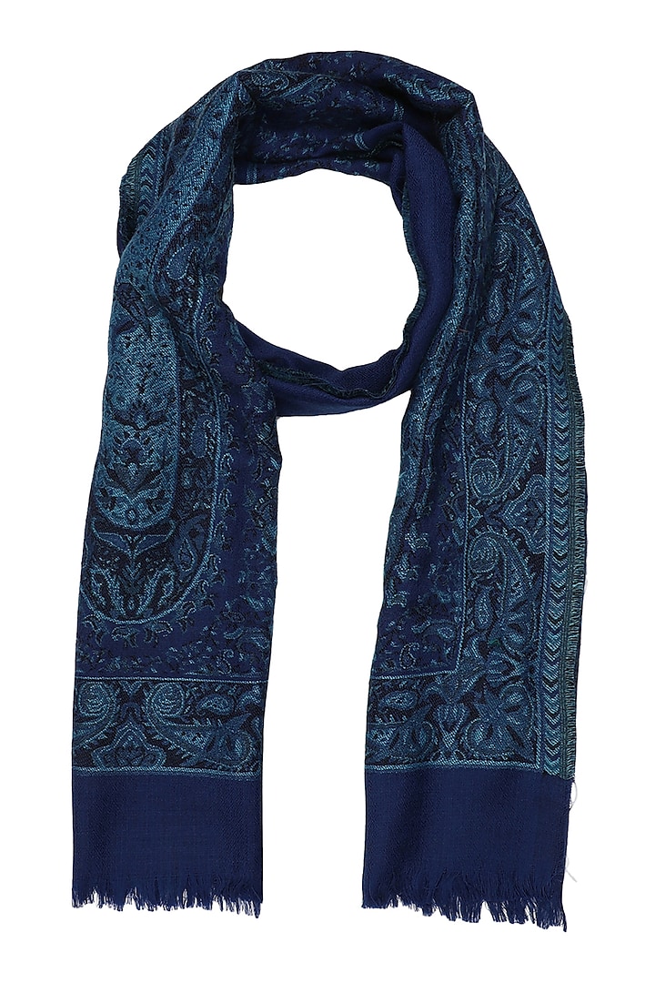 Blue Pure Wool Muffler by Shingora Men at Pernia's Pop Up Shop