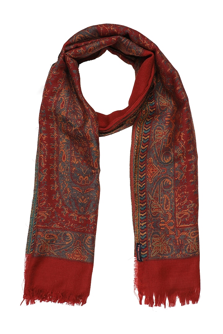Red Pure Wool Muffler by Shingora Men at Pernia's Pop Up Shop