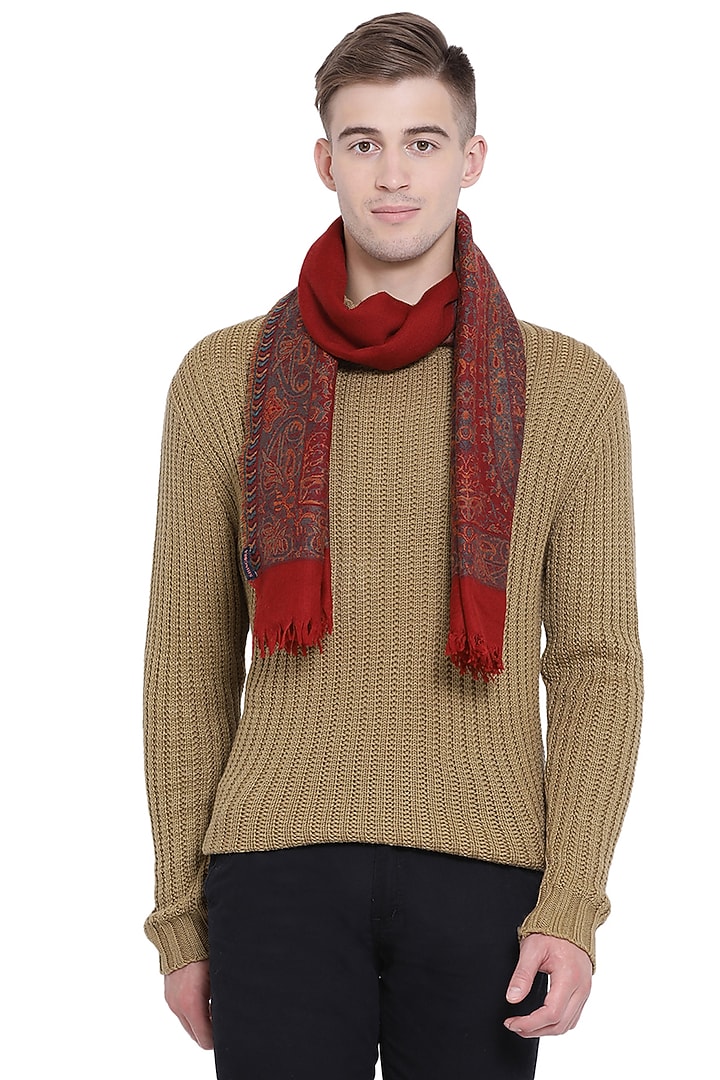 Red Pure Wool Muffler by Shingora Men at Pernia's Pop Up Shop 2026