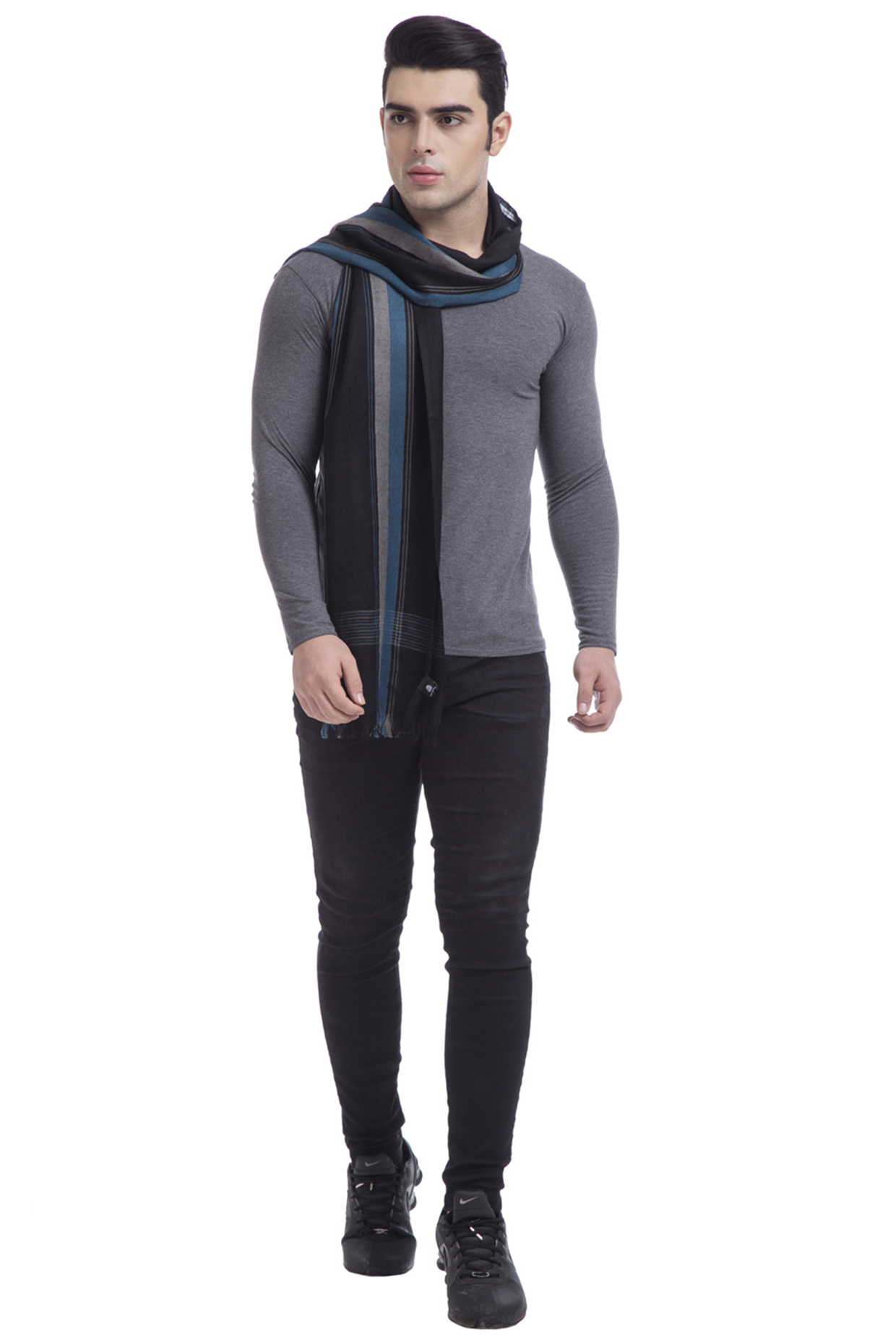 Black Pure Wool Muffler by Shingora Men