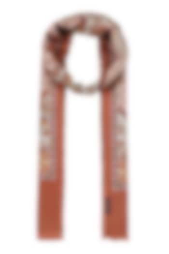 Rust Silk Printed Muffler by Shingora Men at Pernia's Pop Up Shop